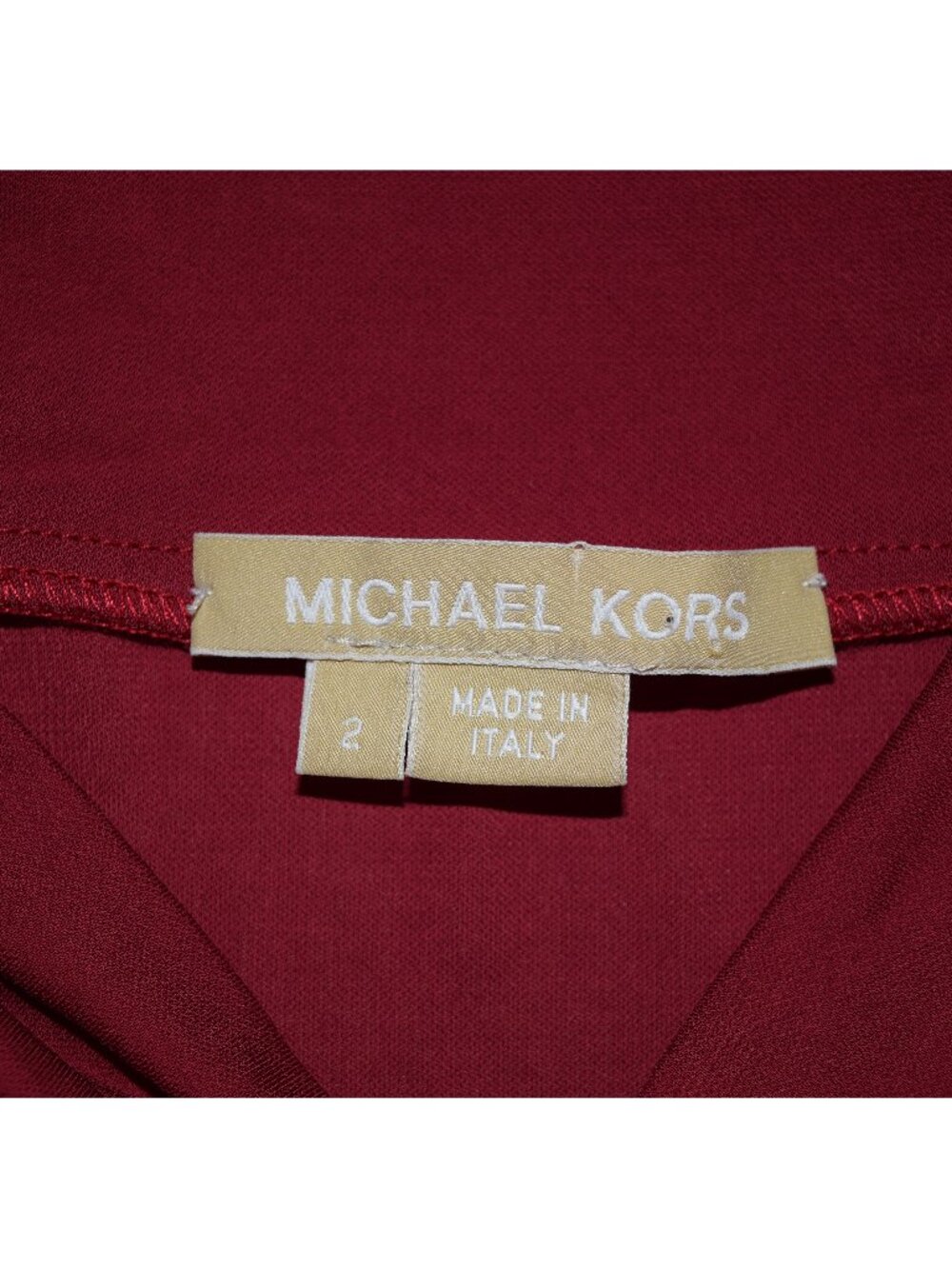 MICHAEL KORS COLLECTION DARK RED STRETCH V-NECK 3/4 SLEEVE TOP - Picture 6 of 6